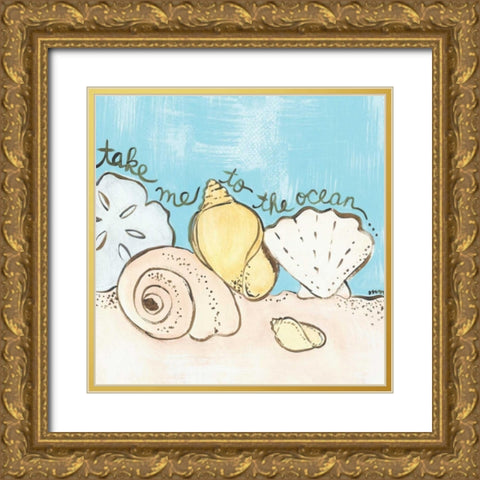 To the Ocean Gold Ornate Wood Framed Art Print with Double Matting by Martin, Monica