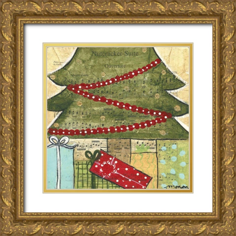 Presents Gold Ornate Wood Framed Art Print with Double Matting by Martin, Monica
