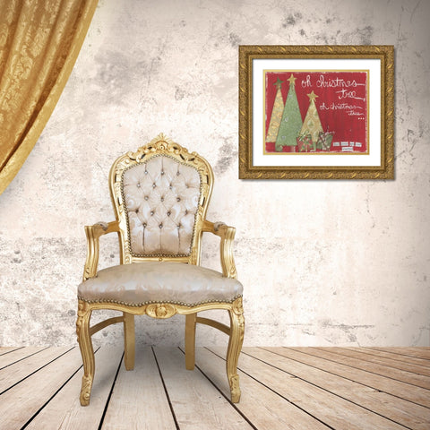 Oh Christmas Tree Gold Ornate Wood Framed Art Print with Double Matting by Martin, Monica