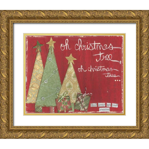 Oh Christmas Tree Gold Ornate Wood Framed Art Print with Double Matting by Martin, Monica