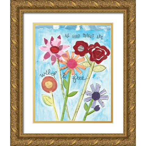 Wild and Free Gold Ornate Wood Framed Art Print with Double Matting by Martin, Monica