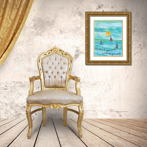 Love Anchor Gold Ornate Wood Framed Art Print with Double Matting by Martin, Monica