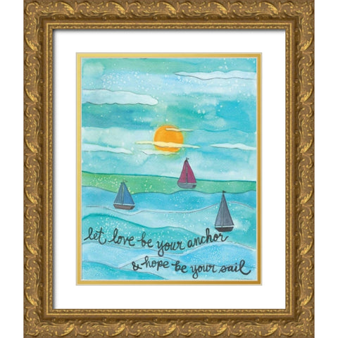 Love Anchor Gold Ornate Wood Framed Art Print with Double Matting by Martin, Monica