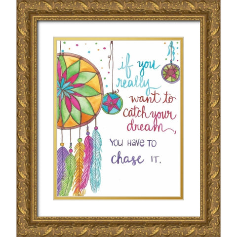 Dreamcatcher Gold Ornate Wood Framed Art Print with Double Matting by Martin, Monica