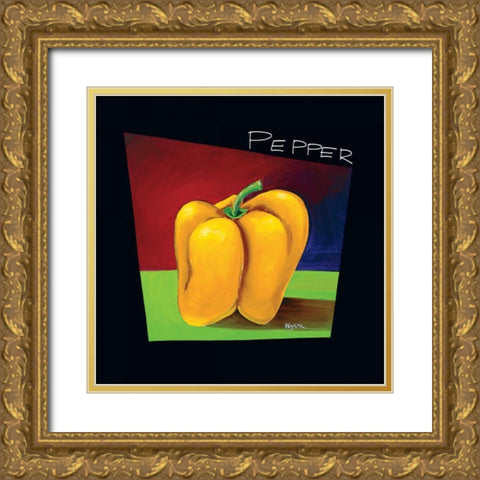 Yellow Pepper Gold Ornate Wood Framed Art Print with Double Matting by Naylor, Mary