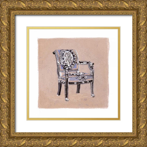 Urn Chair III Gold Ornate Wood Framed Art Print with Double Matting by Nicholas, Debbie