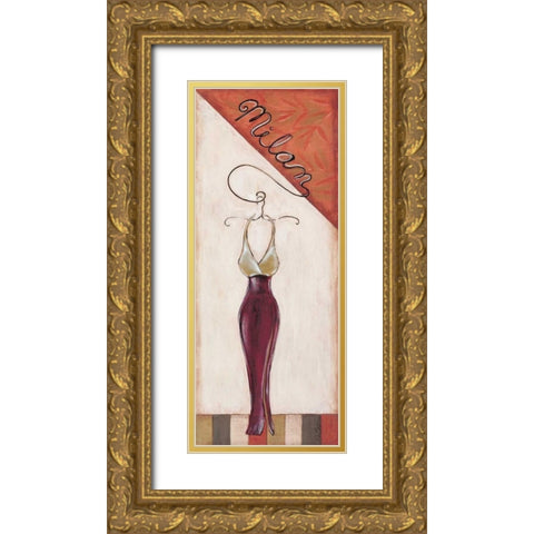 Milan Fashion Gold Ornate Wood Framed Art Print with Double Matting by Osborne, Susan
