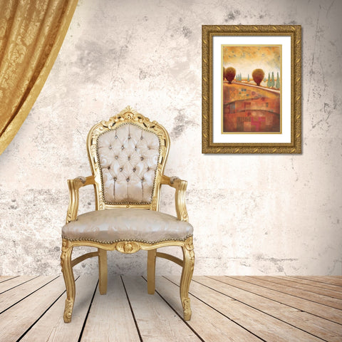 Quilted Landscape II Gold Ornate Wood Framed Art Print with Double Matting by Osborne, Susan