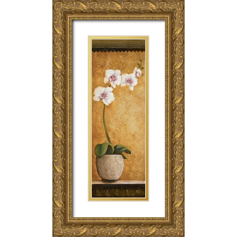 Hannas Orchids I Gold Ornate Wood Framed Art Print with Double Matting by Osborne, Susan