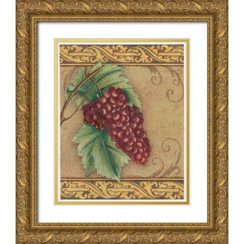Grape Tapestry I Gold Ornate Wood Framed Art Print with Double Matting by Osborne, Susan