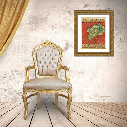 Grape Tapestry II Gold Ornate Wood Framed Art Print with Double Matting by Osborne, Susan