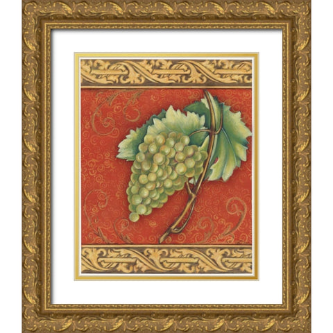 Grape Tapestry II Gold Ornate Wood Framed Art Print with Double Matting by Osborne, Susan