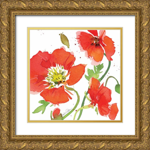 Red Poppies II Gold Ornate Wood Framed Art Print with Double Matting by Paton, Julie
