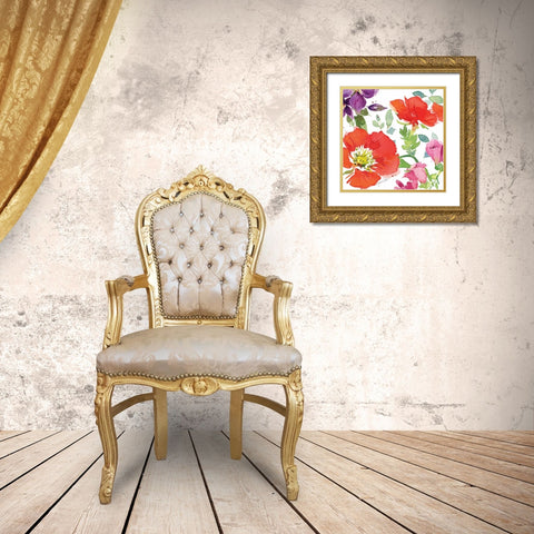 Red Poppies IV Gold Ornate Wood Framed Art Print with Double Matting by Paton, Julie