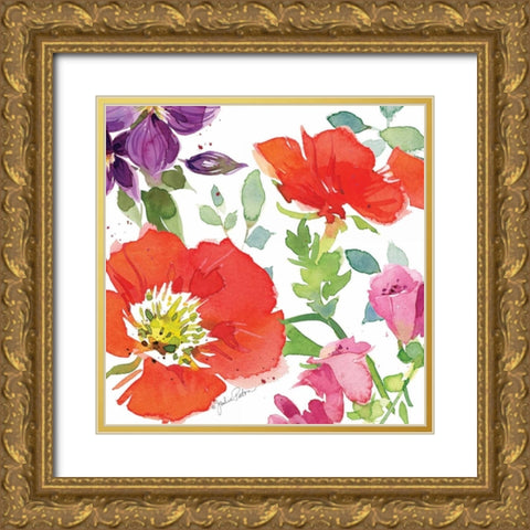 Red Poppies IV Gold Ornate Wood Framed Art Print with Double Matting by Paton, Julie