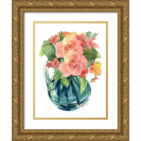 Rose Bouquet II Gold Ornate Wood Framed Art Print with Double Matting by Paton, Julie