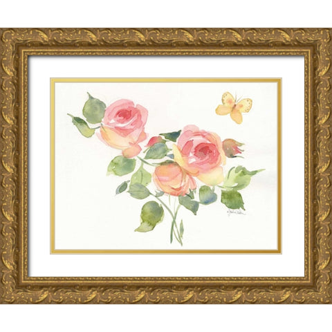 Roses I Gold Ornate Wood Framed Art Print with Double Matting by Paton, Julie