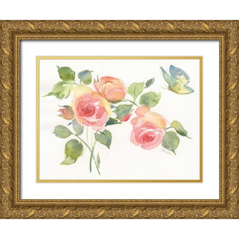 Roses II Gold Ornate Wood Framed Art Print with Double Matting by Paton, Julie