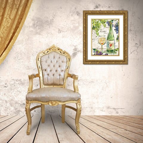 Vin Pinot Gold Ornate Wood Framed Art Print with Double Matting by Paton, Julie
