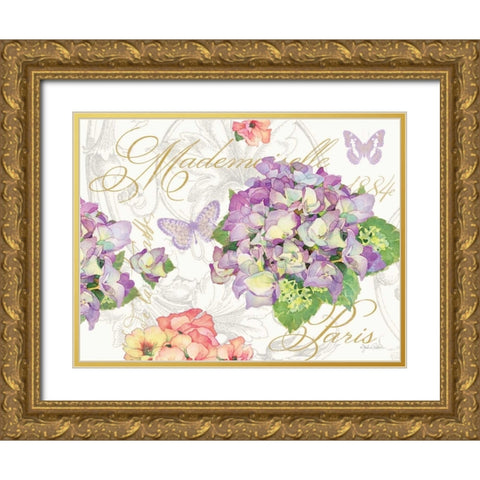 Hydrangea Mademoiselle Gold Ornate Wood Framed Art Print with Double Matting by Paton, Julie