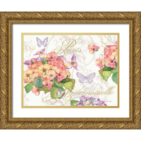 Primrose Mademoiselle Gold Ornate Wood Framed Art Print with Double Matting by Paton, Julie