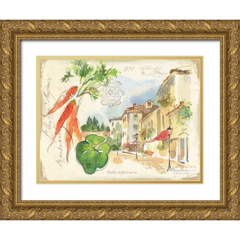 Piazzette Carrots Gold Ornate Wood Framed Art Print with Double Matting by Paton, Julie