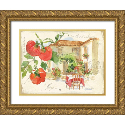 Piazzette Tomatoes Gold Ornate Wood Framed Art Print with Double Matting by Paton, Julie