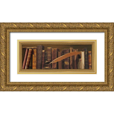 Librairie II Gold Ornate Wood Framed Art Print with Double Matting by Pelletier, Alain