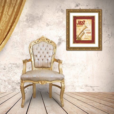 New Orleans Jazz I Gold Ornate Wood Framed Art Print with Double Matting by Pela Design