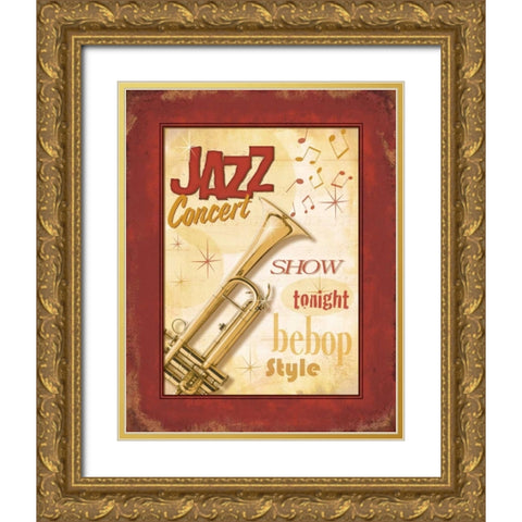 New Orleans Jazz I Gold Ornate Wood Framed Art Print with Double Matting by Pela Design