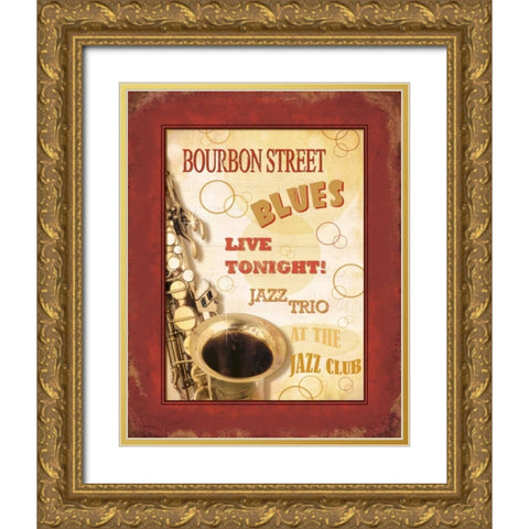 New Orleans Jazz III Gold Ornate Wood Framed Art Print with Double Matting by Pela Design
