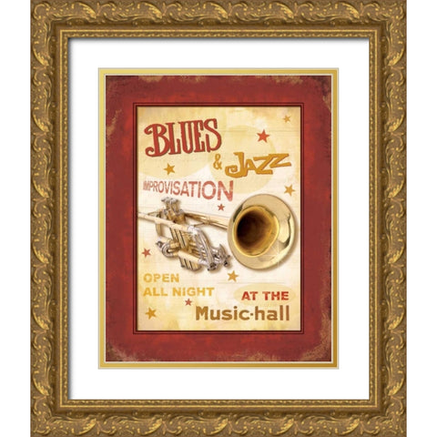 New Orleans Jazz IV Gold Ornate Wood Framed Art Print with Double Matting by Pela Design
