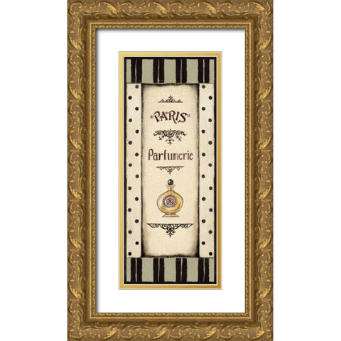 Perfume Bottle Gold Ornate Wood Framed Art Print with Double Matting by Poloson, Kimberly
