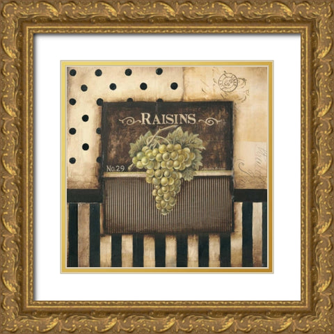 Raisins - square Gold Ornate Wood Framed Art Print with Double Matting by Poloson, Kimberly