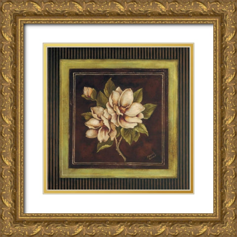 Magnolia I Gold Ornate Wood Framed Art Print with Double Matting by Poloson, Kimberly