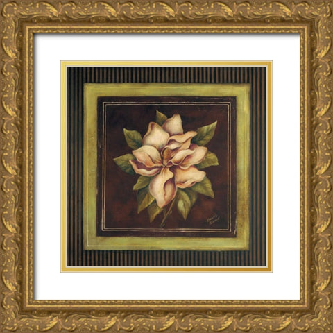 Magnolia II Gold Ornate Wood Framed Art Print with Double Matting by Poloson, Kimberly