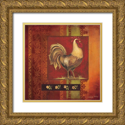 Murano Rooster I Gold Ornate Wood Framed Art Print with Double Matting by Poloson, Kimberly