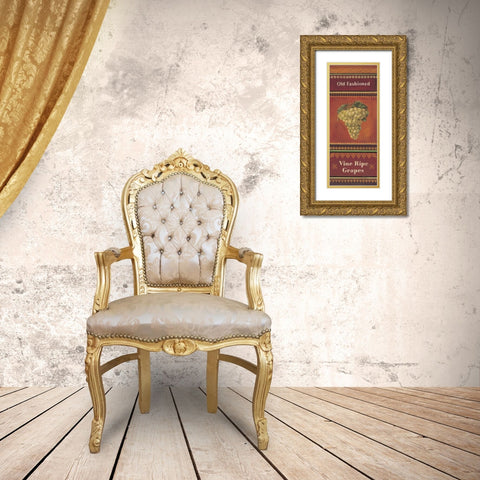 Vine Ripe Grapes Gold Ornate Wood Framed Art Print with Double Matting by Poloson, Kimberly