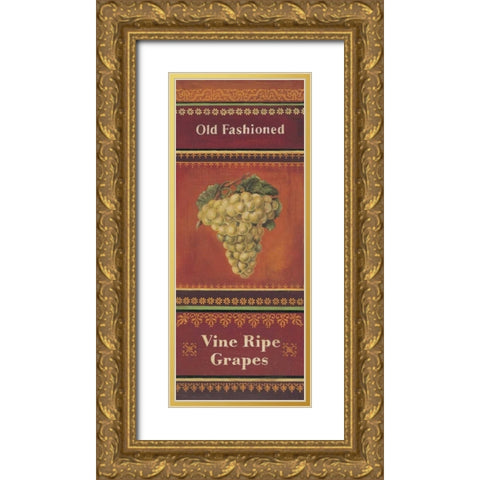 Vine Ripe Grapes Gold Ornate Wood Framed Art Print with Double Matting by Poloson, Kimberly