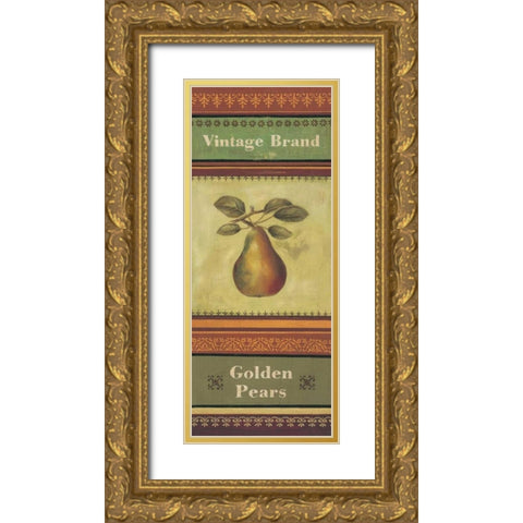 Golden Pears Gold Ornate Wood Framed Art Print with Double Matting by Poloson, Kimberly