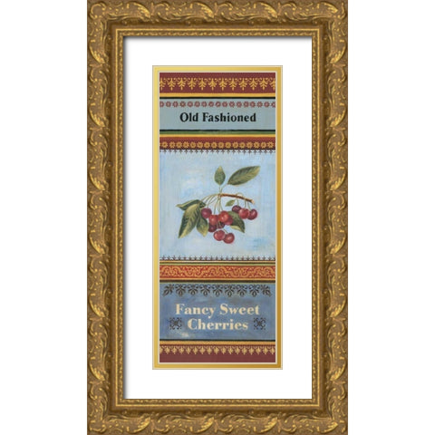 Fancy Cherries Gold Ornate Wood Framed Art Print with Double Matting by Poloson, Kimberly