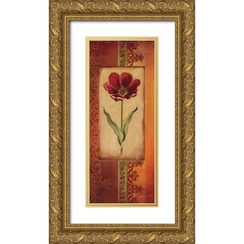 Mediterranean Tulip I Gold Ornate Wood Framed Art Print with Double Matting by Poloson, Kimberly