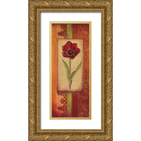 Mediterranean Tulip II Gold Ornate Wood Framed Art Print with Double Matting by Poloson, Kimberly