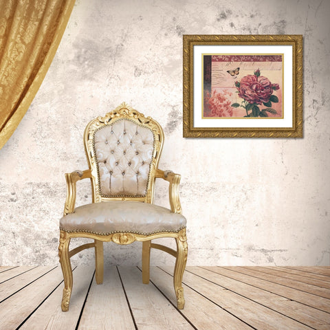 Le Rose a Monte I Gold Ornate Wood Framed Art Print with Double Matting by Poloson, Kimberly