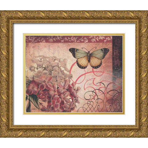 Le Rose a Monte II Gold Ornate Wood Framed Art Print with Double Matting by Poloson, Kimberly