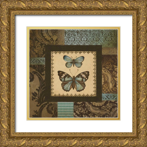 Butterfly Garden II Gold Ornate Wood Framed Art Print with Double Matting by Poloson, Kimberly