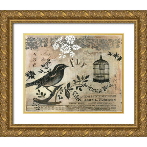 Fly Gold Ornate Wood Framed Art Print with Double Matting by Poloson, Kimberly