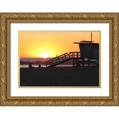 Sunset Lifeguard Gold Ornate Wood Framed Art Print with Double Matting by Williams, Alex
