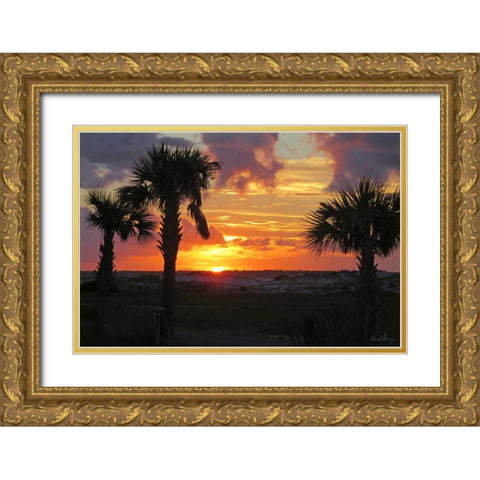 Sunset Palms I Gold Ornate Wood Framed Art Print with Double Matting by Williams, Alex