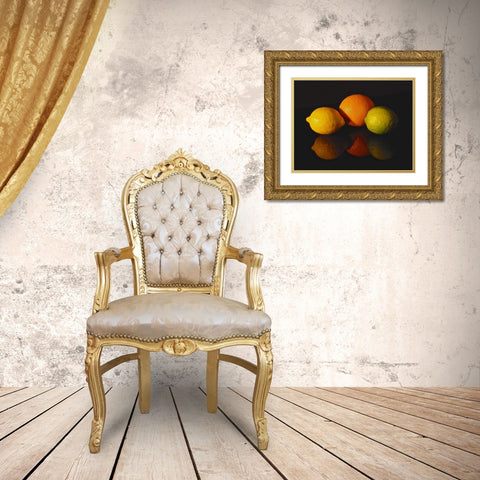 Citrus Reflections Gold Ornate Wood Framed Art Print with Double Matting by Burkhart, Monika